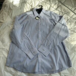 Elegant Blue and White Checkered Dress Shirt
